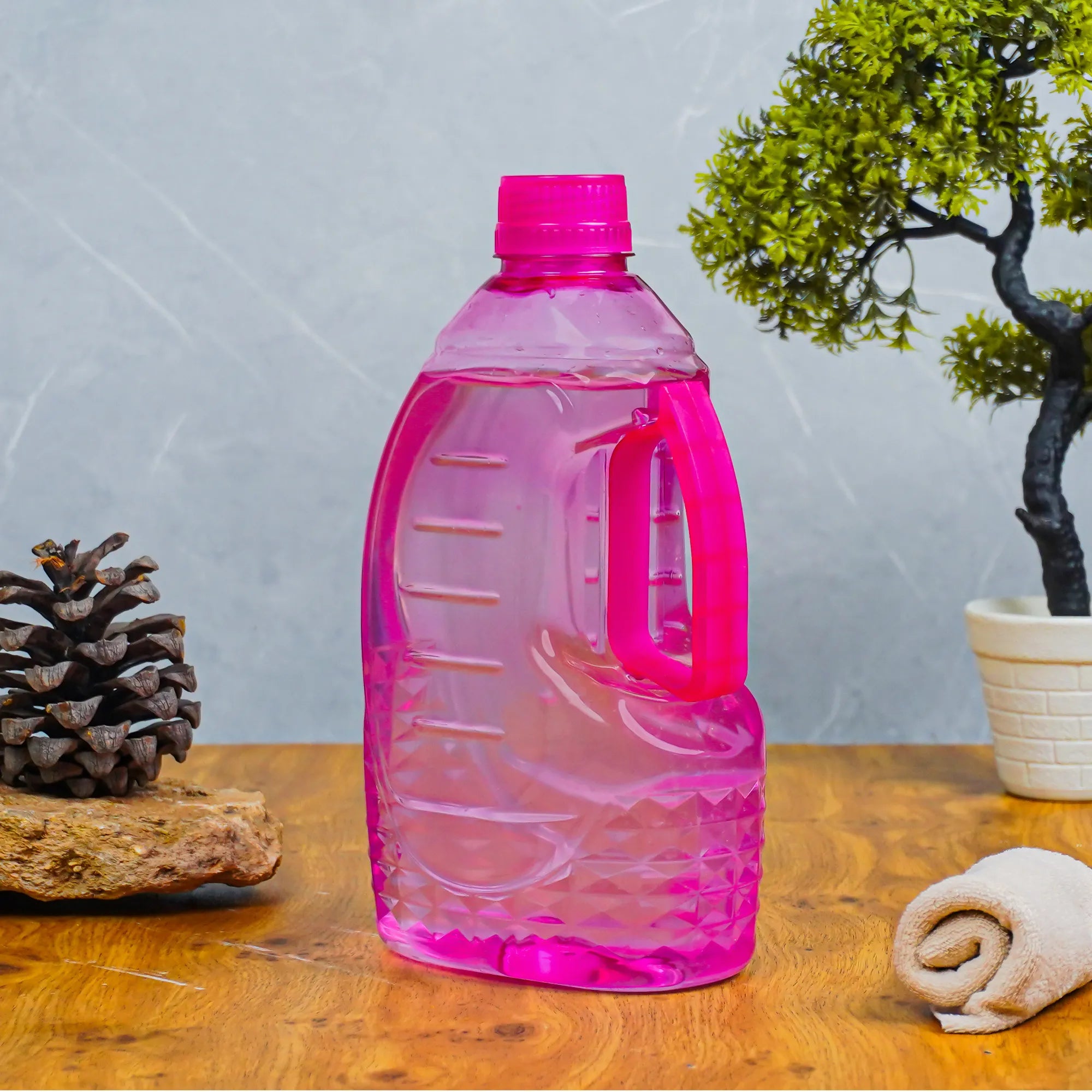 2 Litre Pink Plastic Big Water Bottles for Fridge