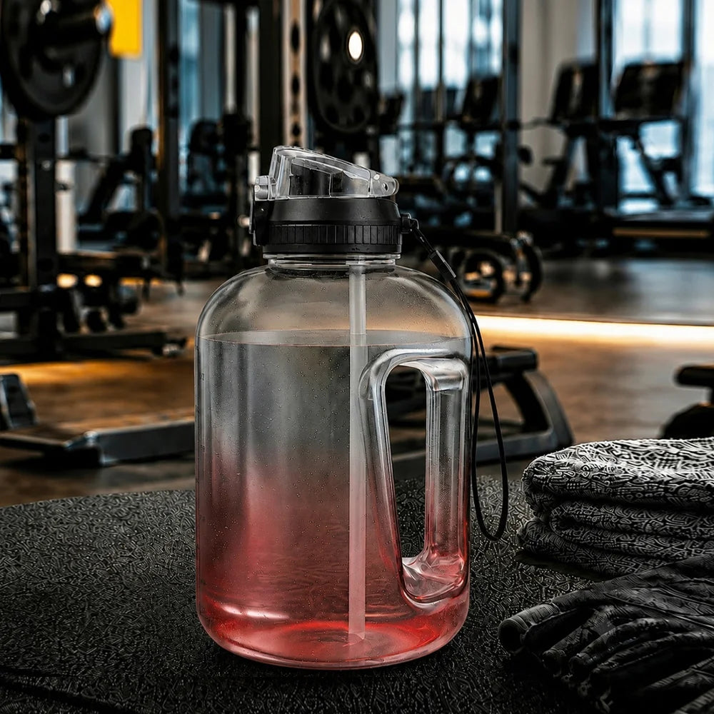 Gym Water Bottle Black Red 1.5 Ltr