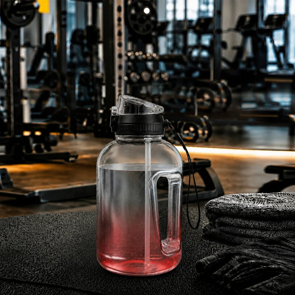 Gym Water Bottle Black Red 1 Ltr