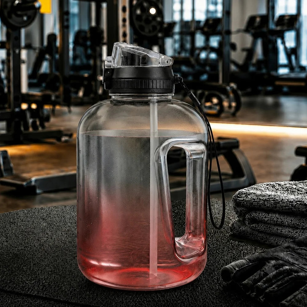 Gym Water Bottle Black Red 2.5 Ltr